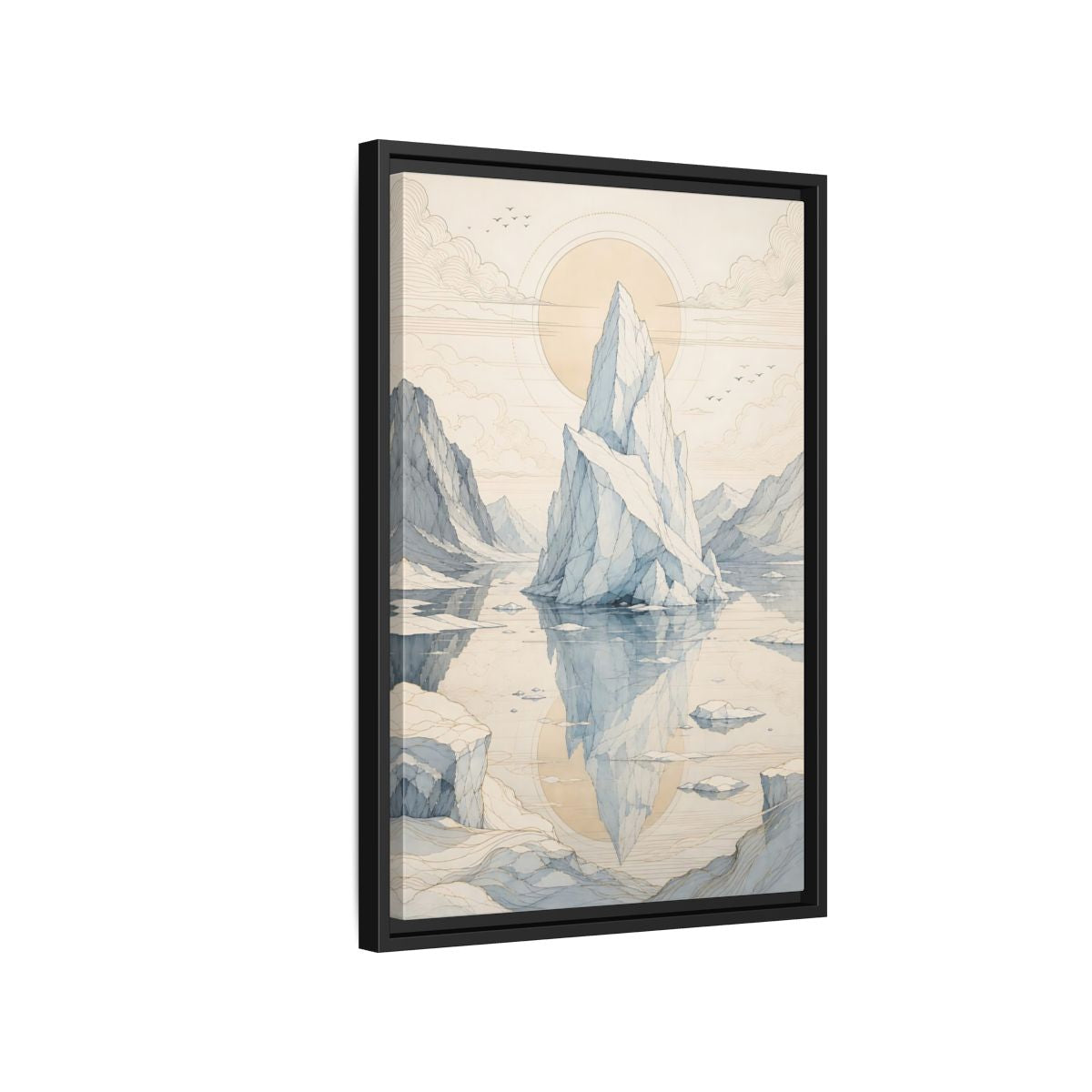 Side Mockup 3. Nature Iceberg Iceberg Landscape shown as stretched canvas wall art