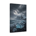 Side Mockup 4. Nature Icebergs Blue Grey shown as stretched canvas wall art