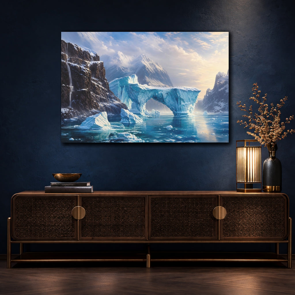 Mockup 4. Nature Icebergs Blue Ice Landscape shown as stretched canvas wall art