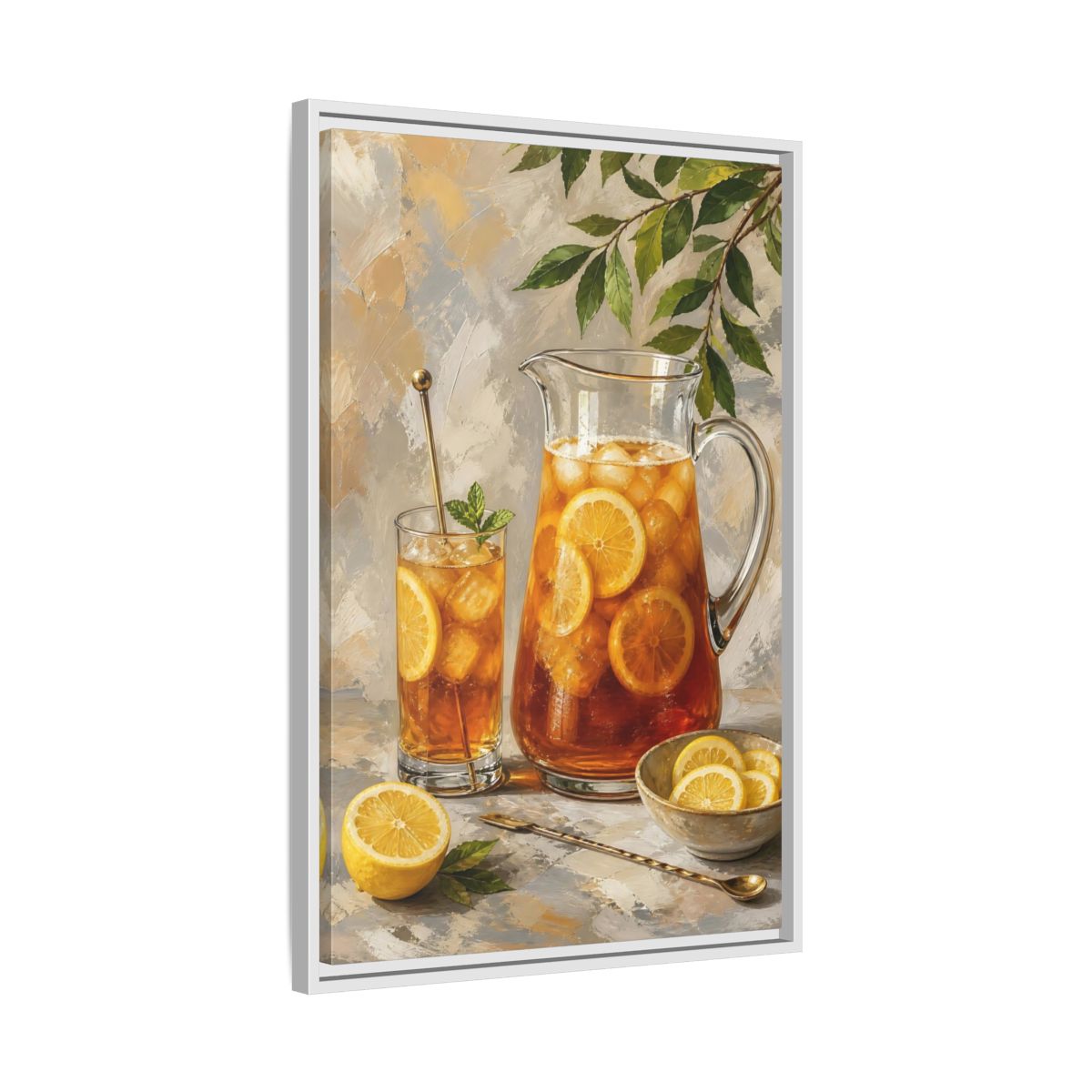 Side Mockup 10. Nature Iced Tea Lemon Iced Tea shown as framed canvas print