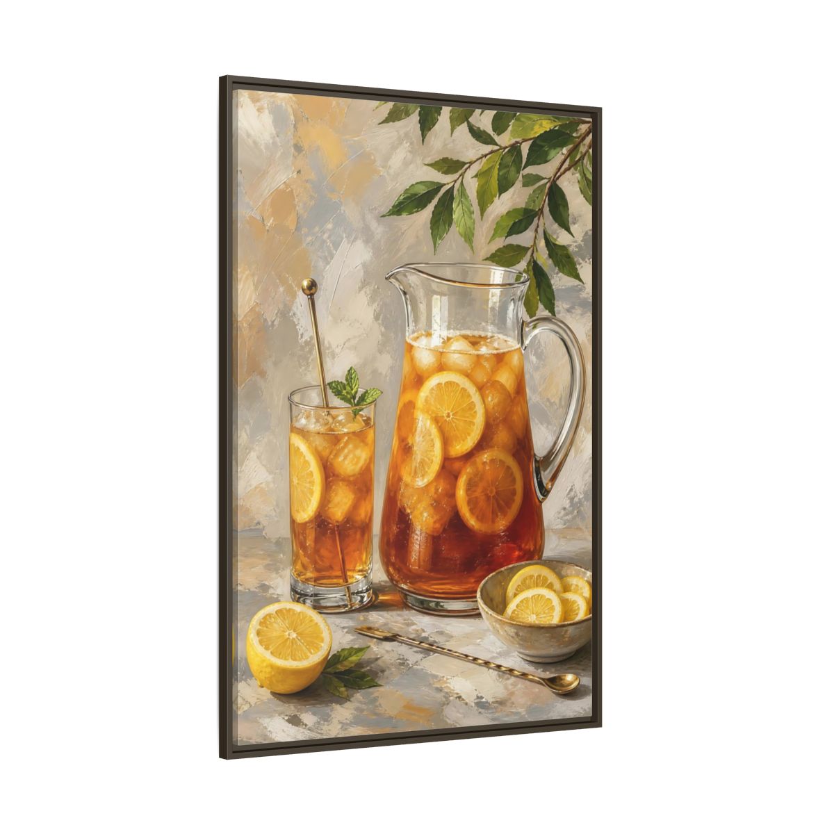 Side Mockup 8. Nature Iced Tea Lemon Iced Tea shown as framed canvas print