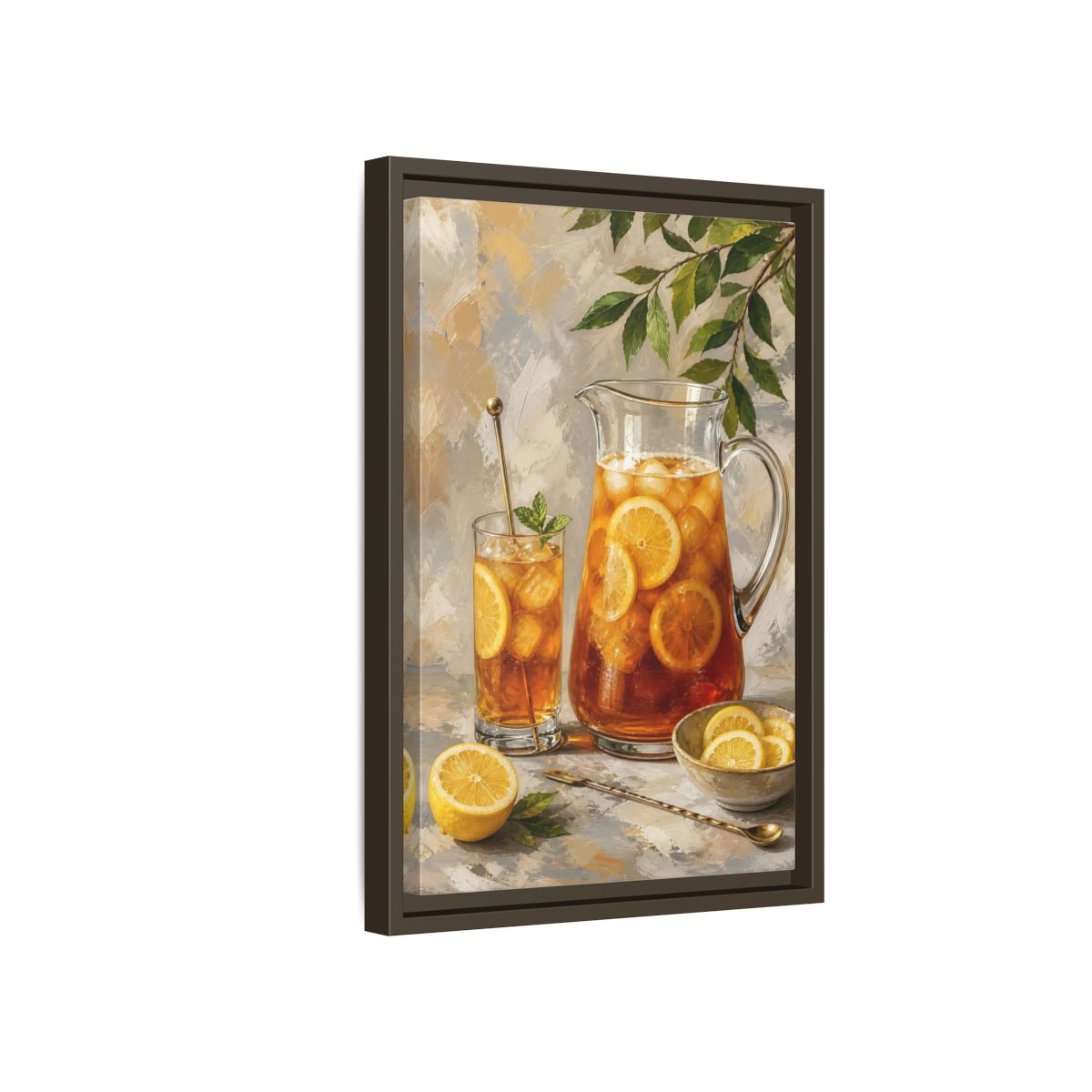 Side Mockup 5. Nature Iced Tea Lemon Iced Tea shown as framed canvas print