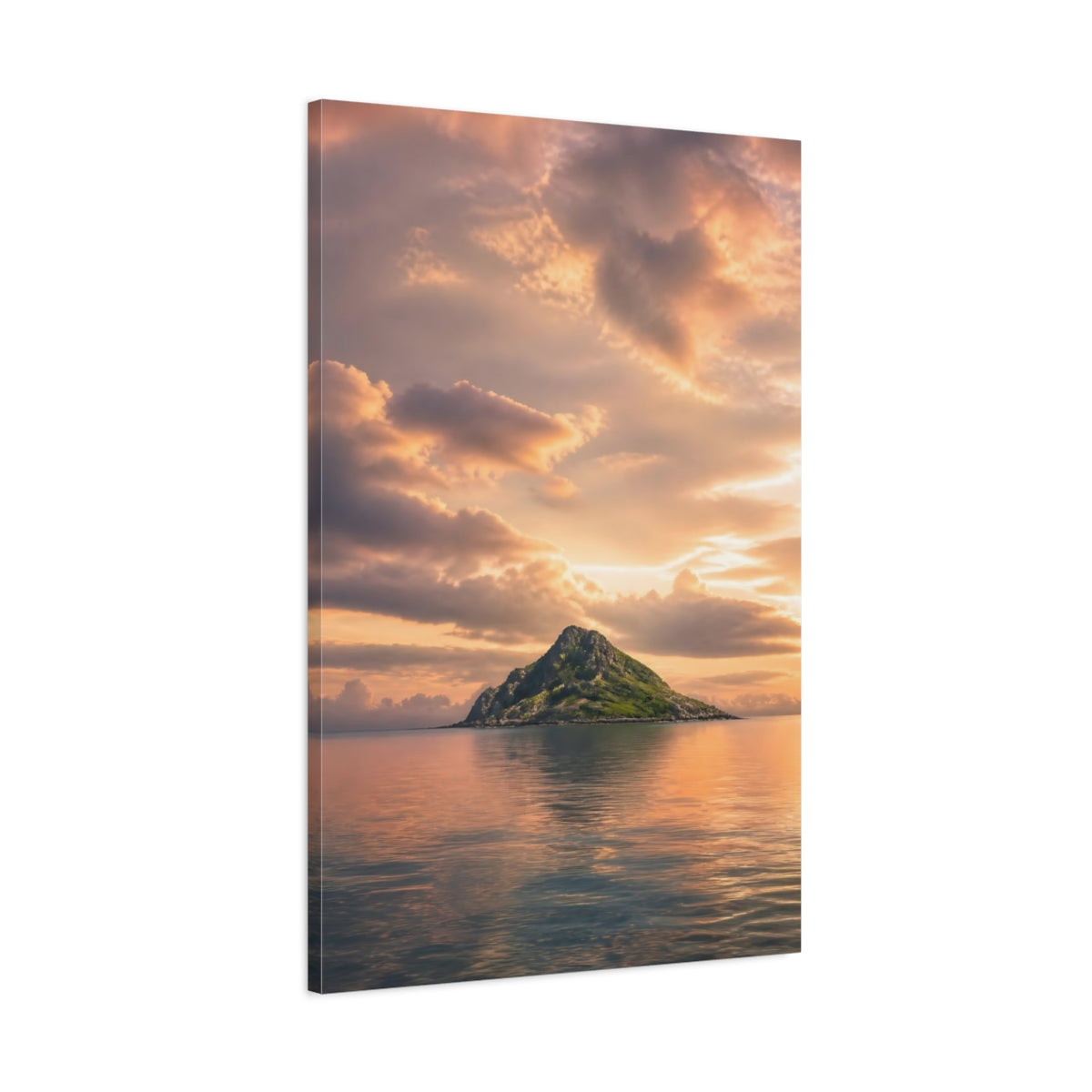 Main Mockup. Nature Island Orange Sky Island shown as stretched canvas wall art