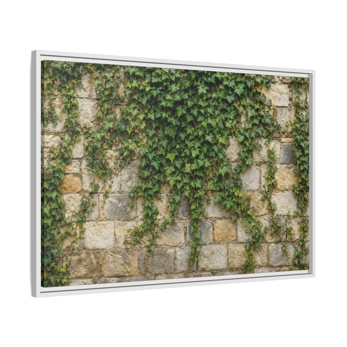 Side Mockup 9. Nature Ivy Green Ivy Wall shown as stretched canvas wall art