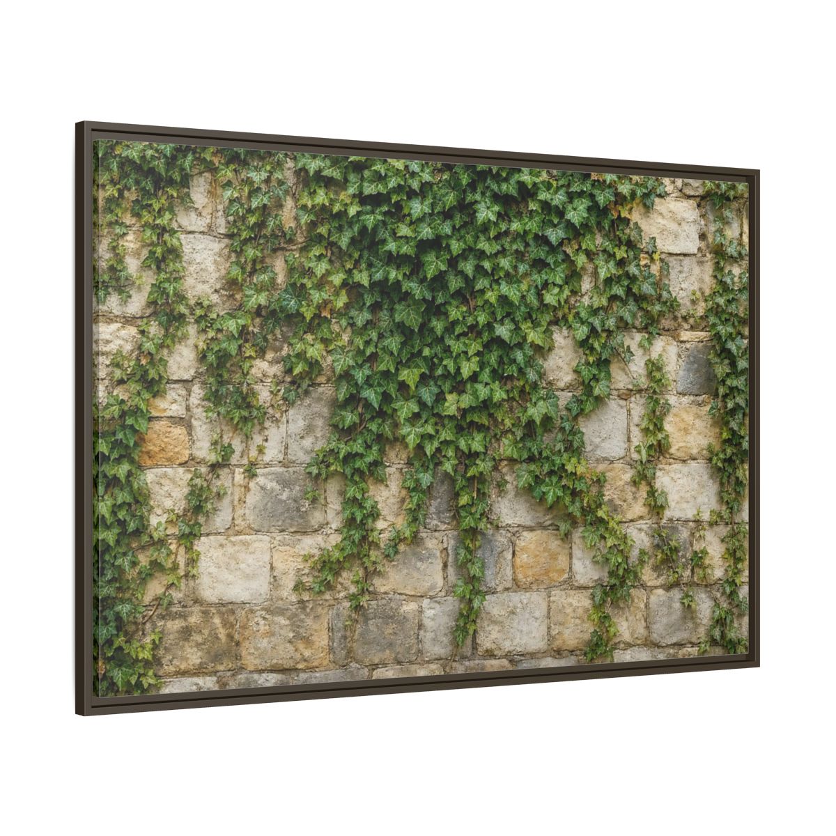 Side Mockup 8. Nature Ivy Green Ivy Wall shown as stretched canvas wall art