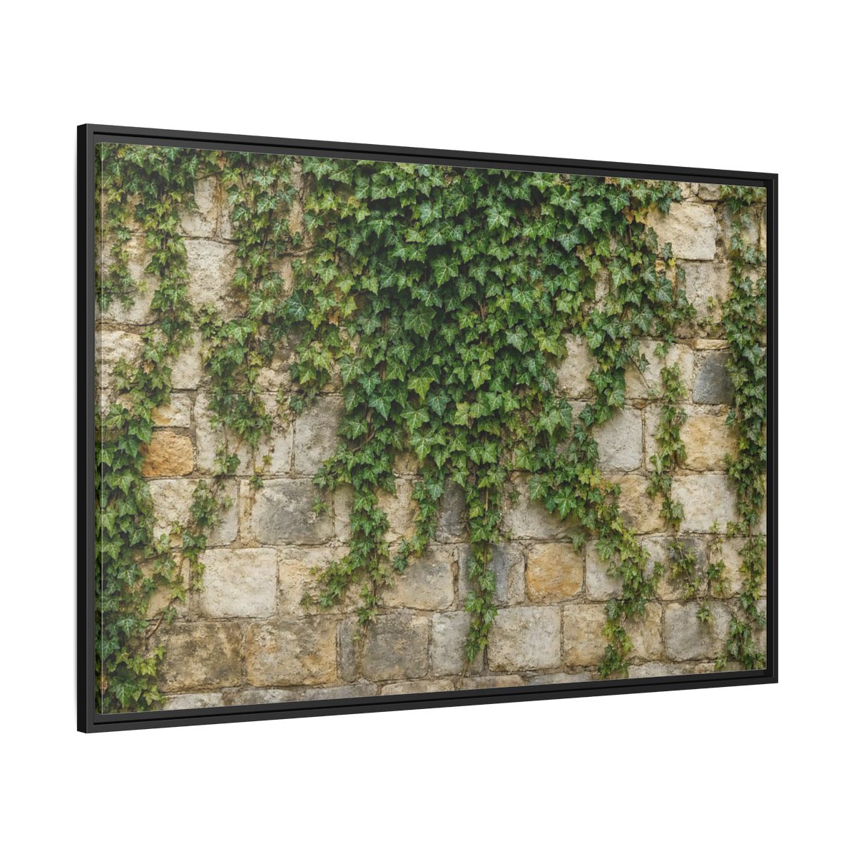 Side Mockup 12. Nature Ivy Green Ivy Wall shown as stretched canvas wall art