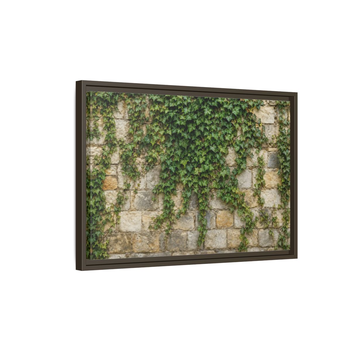 Side Mockup 2. Nature Ivy Green Ivy Wall shown as stretched canvas wall art