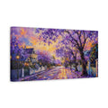 Side Mockup 3. Nature Jacaranda Trees Purple And Orange shown as stretched canvas wall art