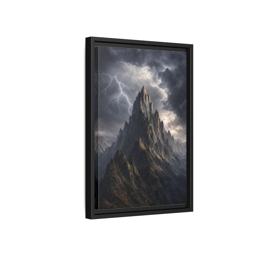 Side Mockup 6. Nature Jagged Peaks Dark Grey Landscape shown as stretched canvas wall art
