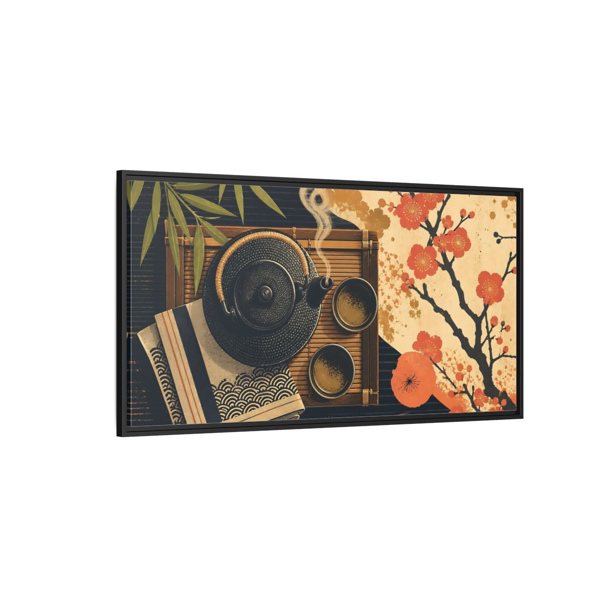 Side Mockup 5. Nature Japanese Tea Japanese Tea shown as framed canvas print