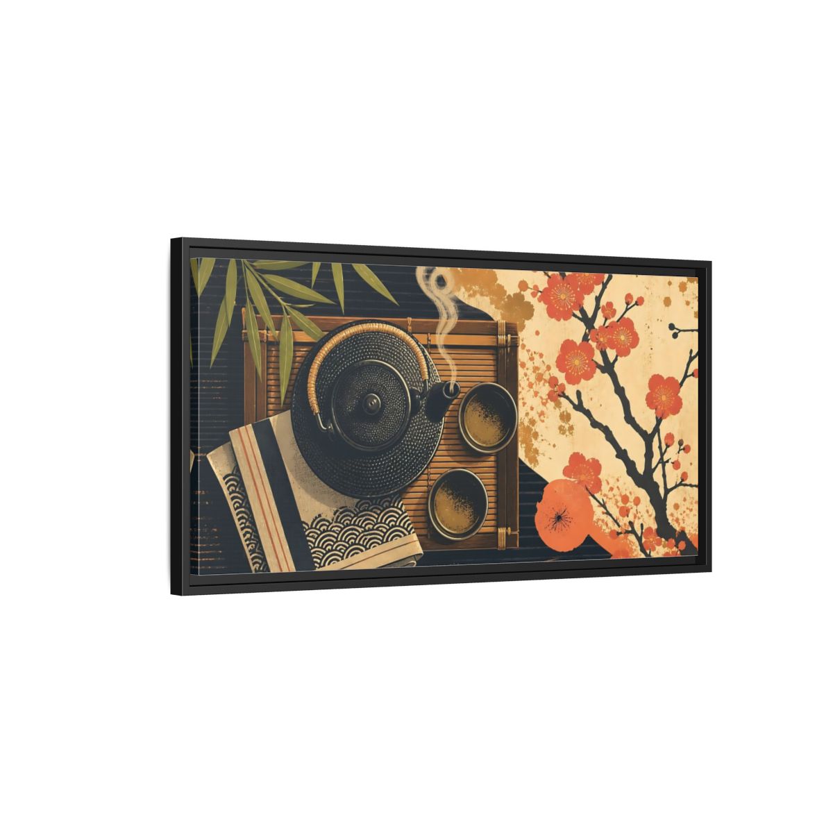 Side Mockup 2. Nature Japanese Tea Japanese Tea shown as framed canvas print