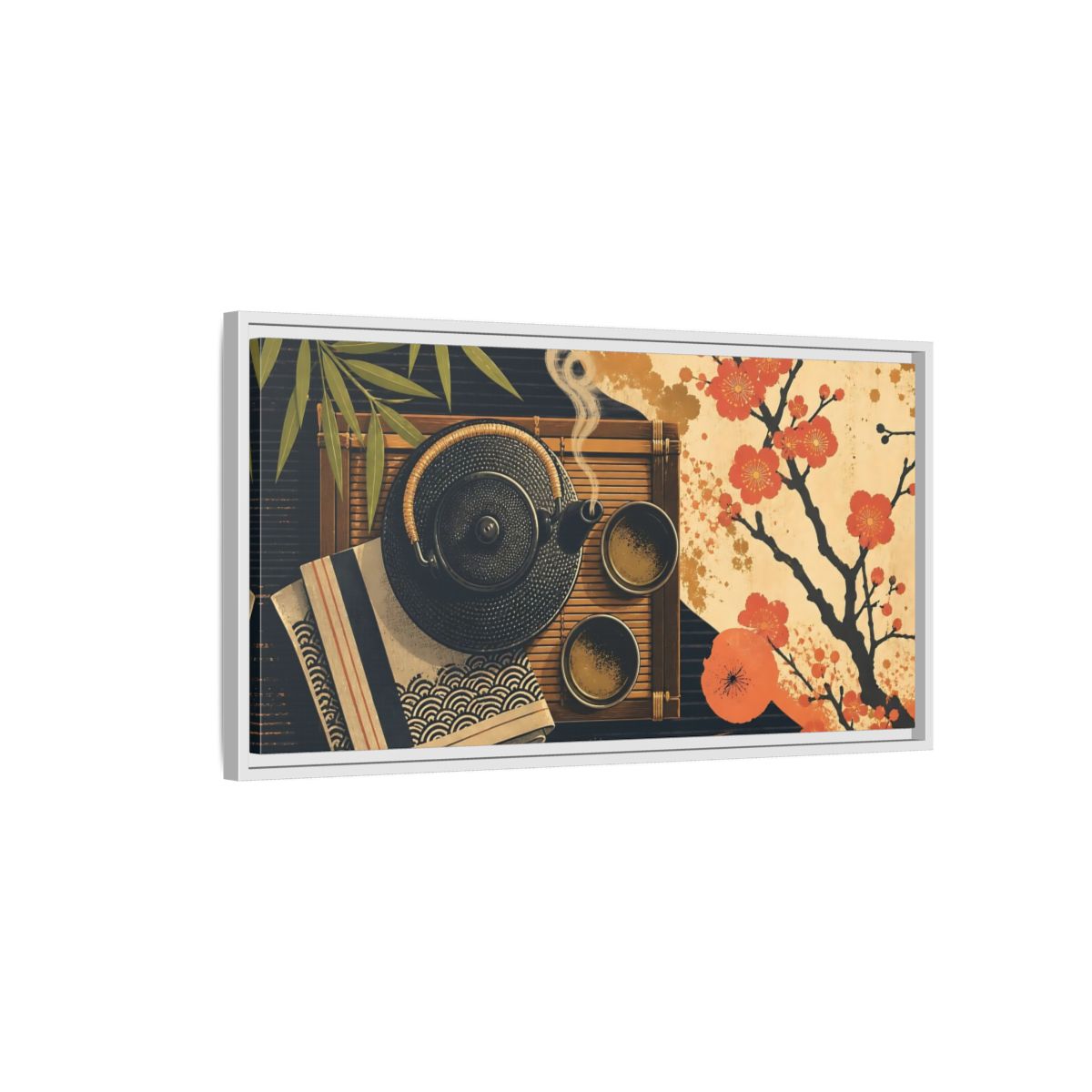 Side Mockup 1. Nature Japanese Tea Japanese Tea shown as framed canvas print