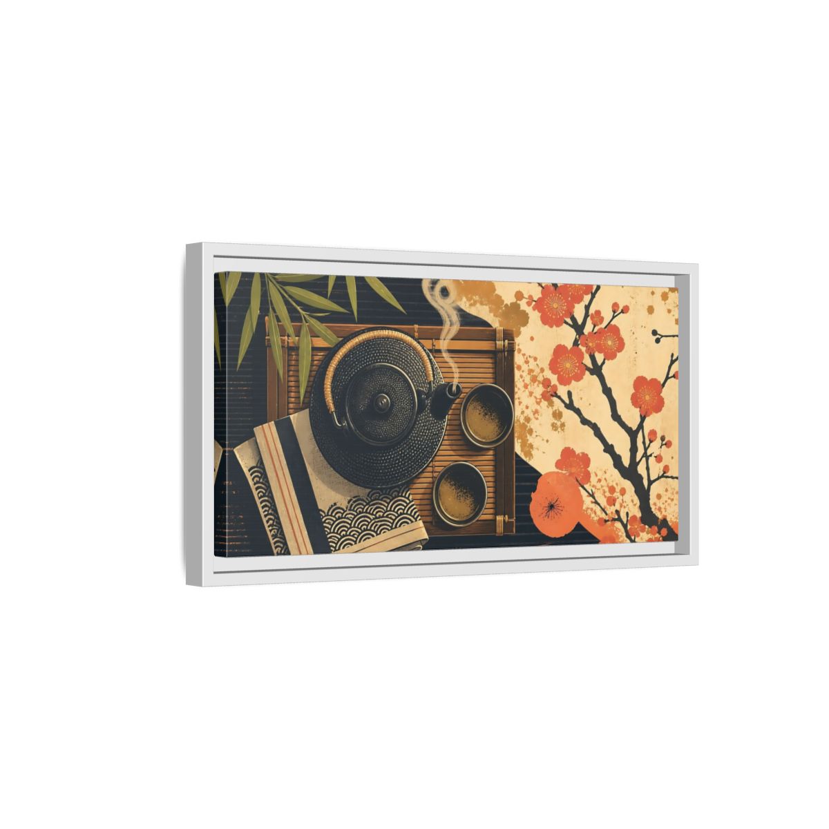 Side Mockup 6. Nature Japanese Tea Japanese Tea shown as framed canvas print