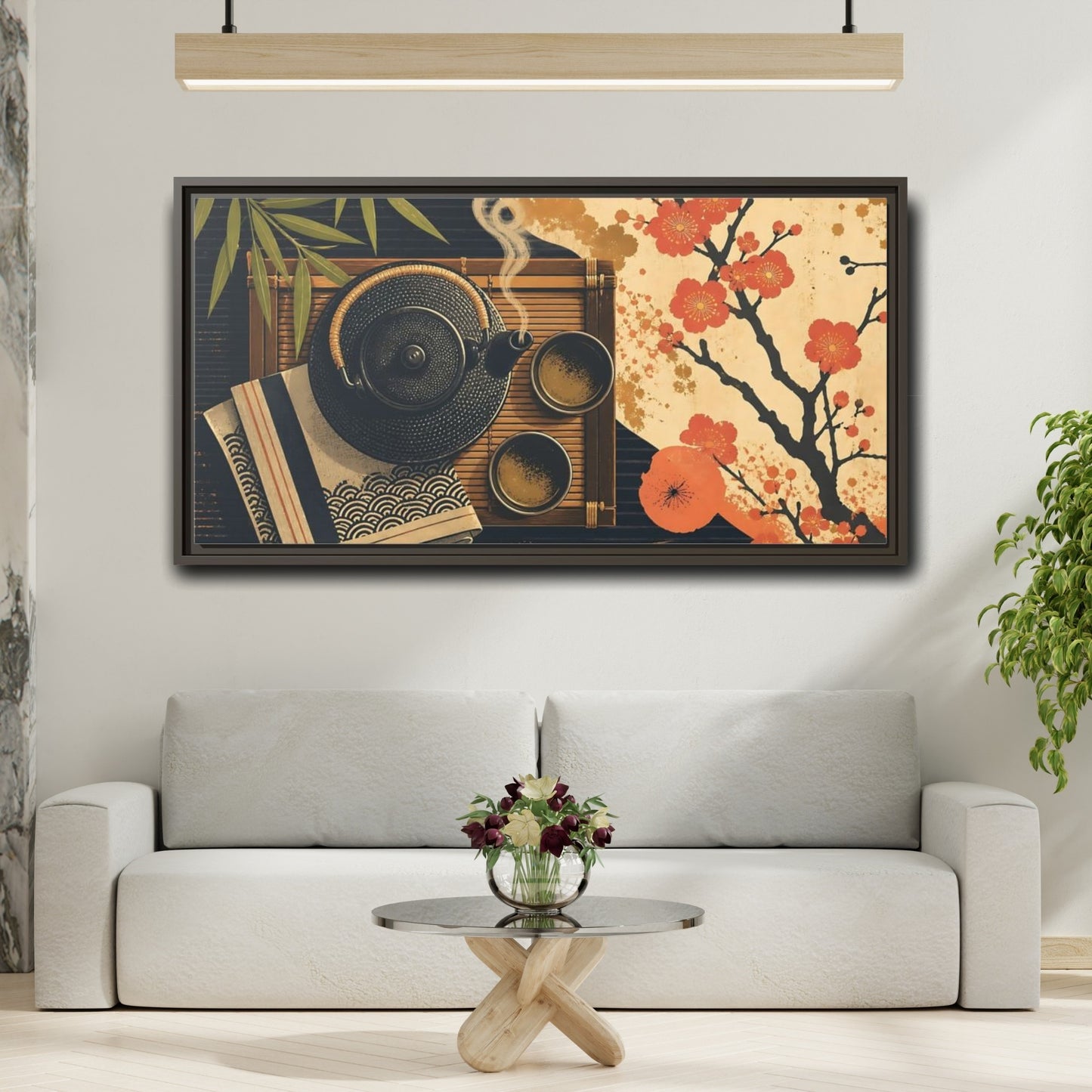 Mockup 2. Nature Japanese Tea Japanese Tea shown as framed canvas print