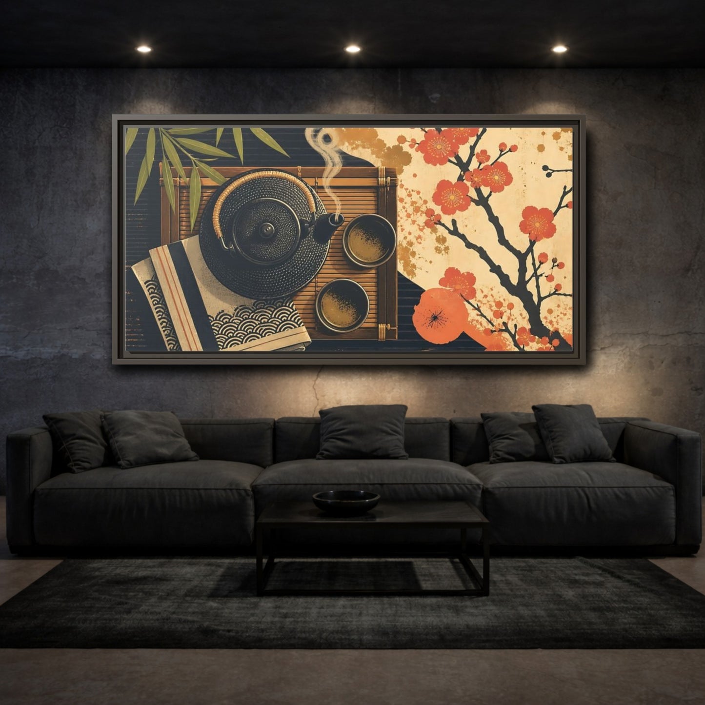 Mockup 3. Nature Japanese Tea Japanese Tea shown as framed canvas print