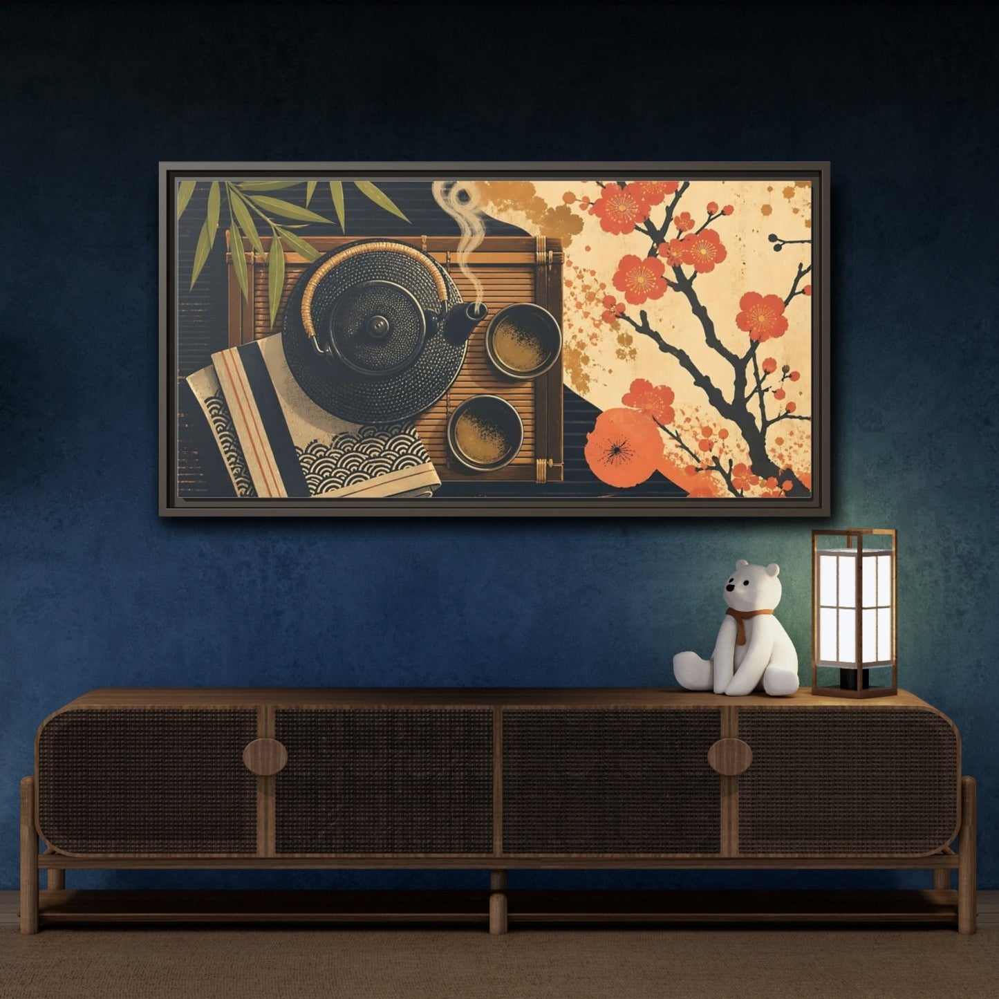 Mockup 4. Nature Japanese Tea Japanese Tea shown as framed canvas print