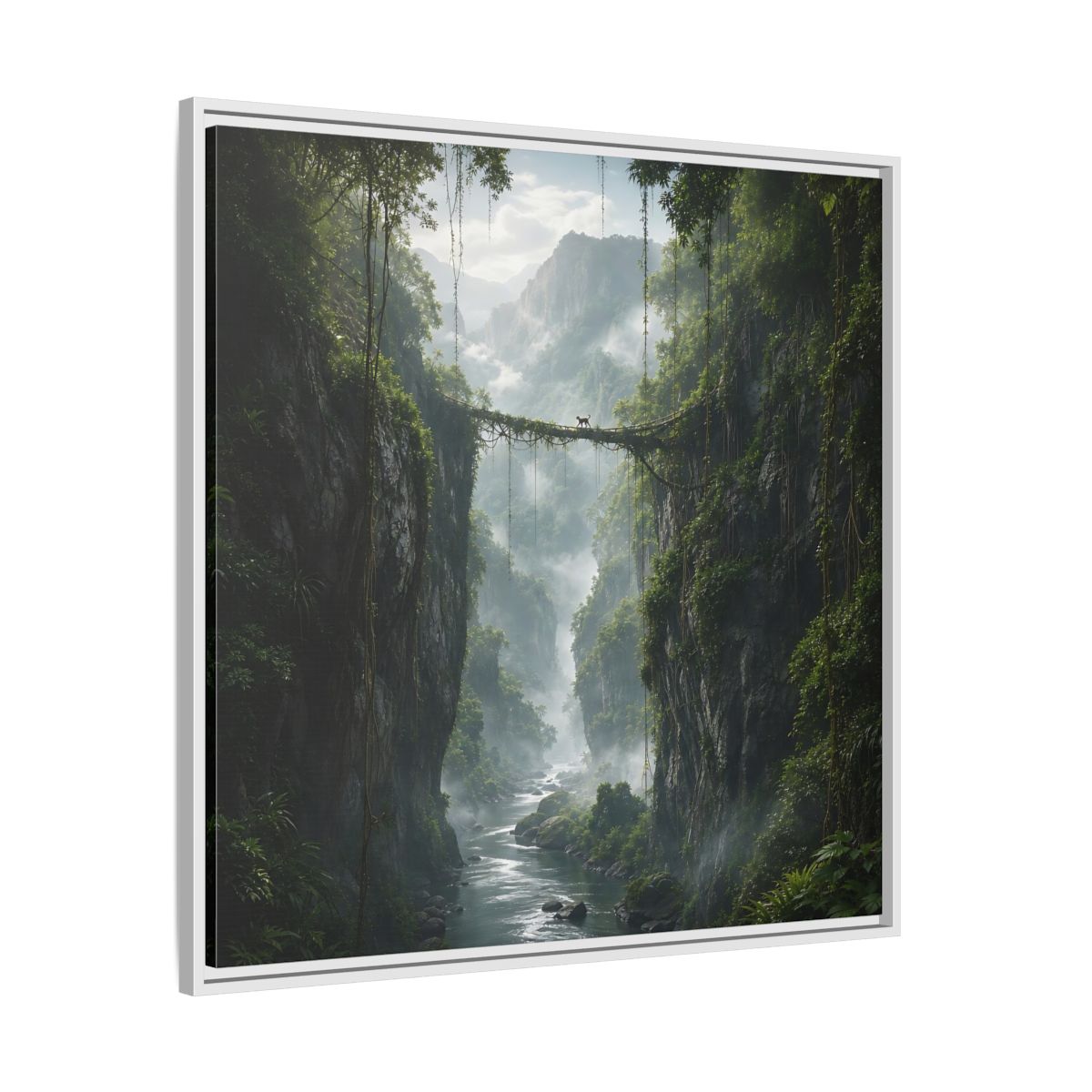 Side Mockup 25. Nature Jungle Gorge Green Jungle Canyon shown as stretched canvas wall art