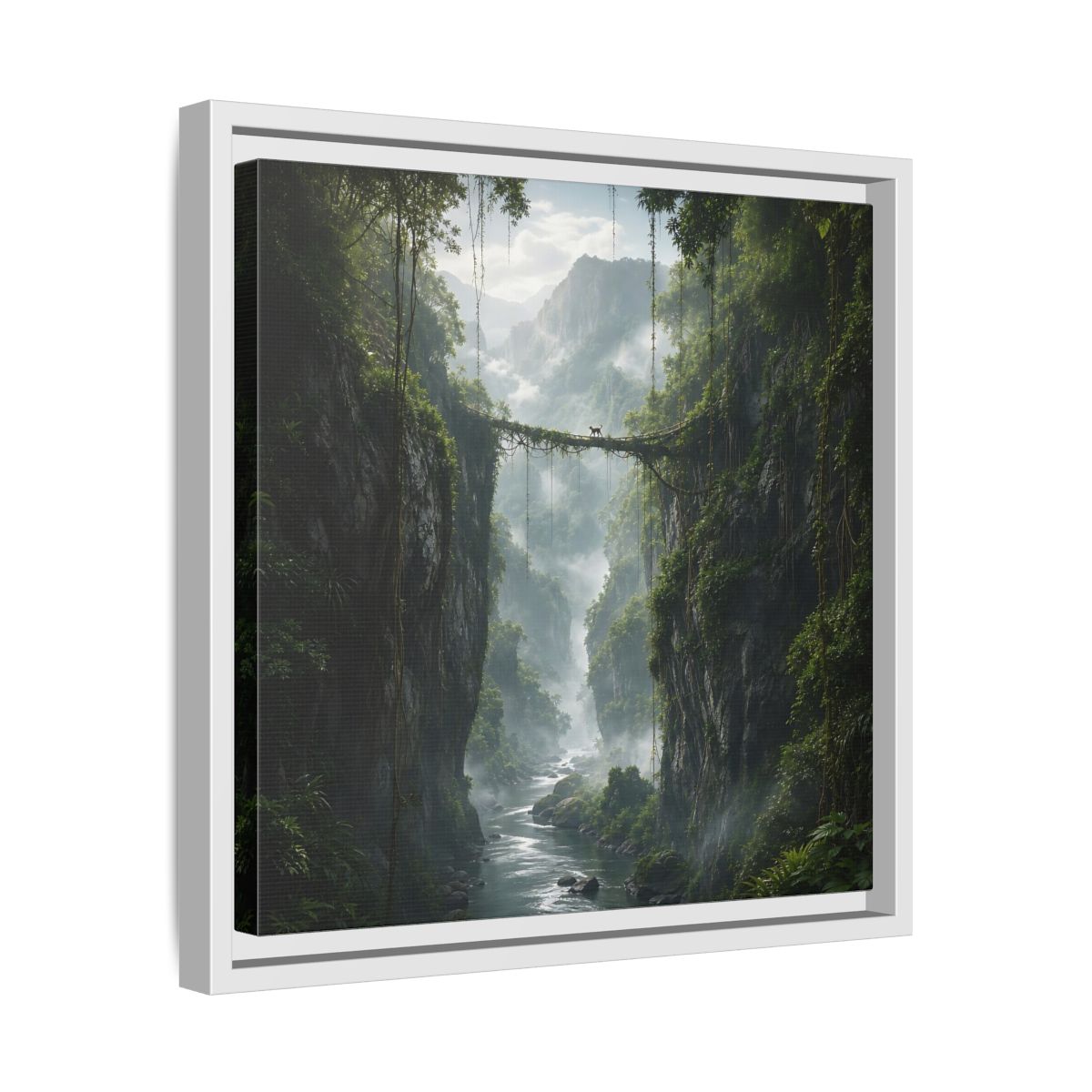 Side Mockup 28. Nature Jungle Gorge Green Jungle Canyon shown as stretched canvas wall art