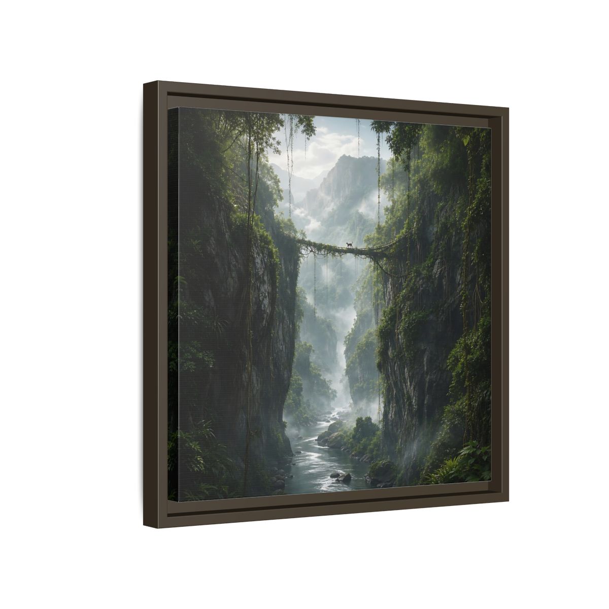 Side Mockup 14. Nature Jungle Gorge Green Jungle Canyon shown as stretched canvas wall art