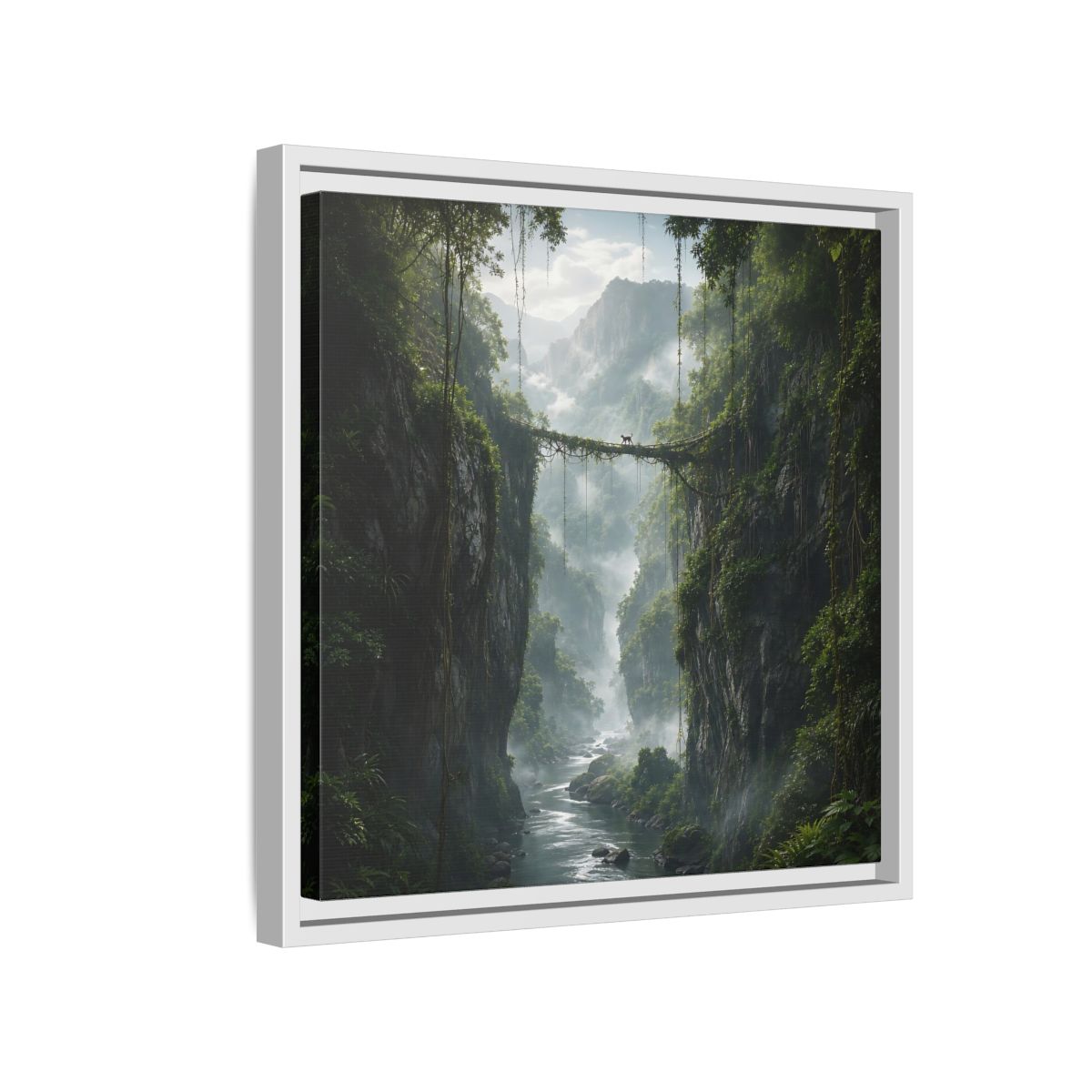 Side Mockup 13. Nature Jungle Gorge Green Jungle Canyon shown as stretched canvas wall art