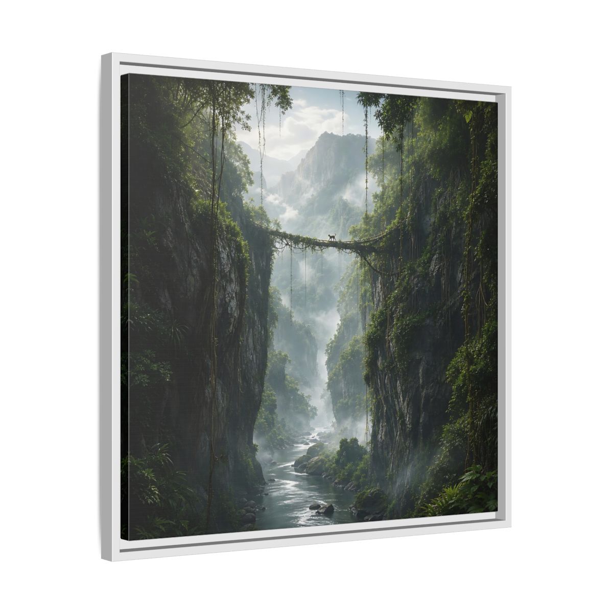 Side Mockup 26. Nature Jungle Gorge Green Jungle Canyon shown as stretched canvas wall art