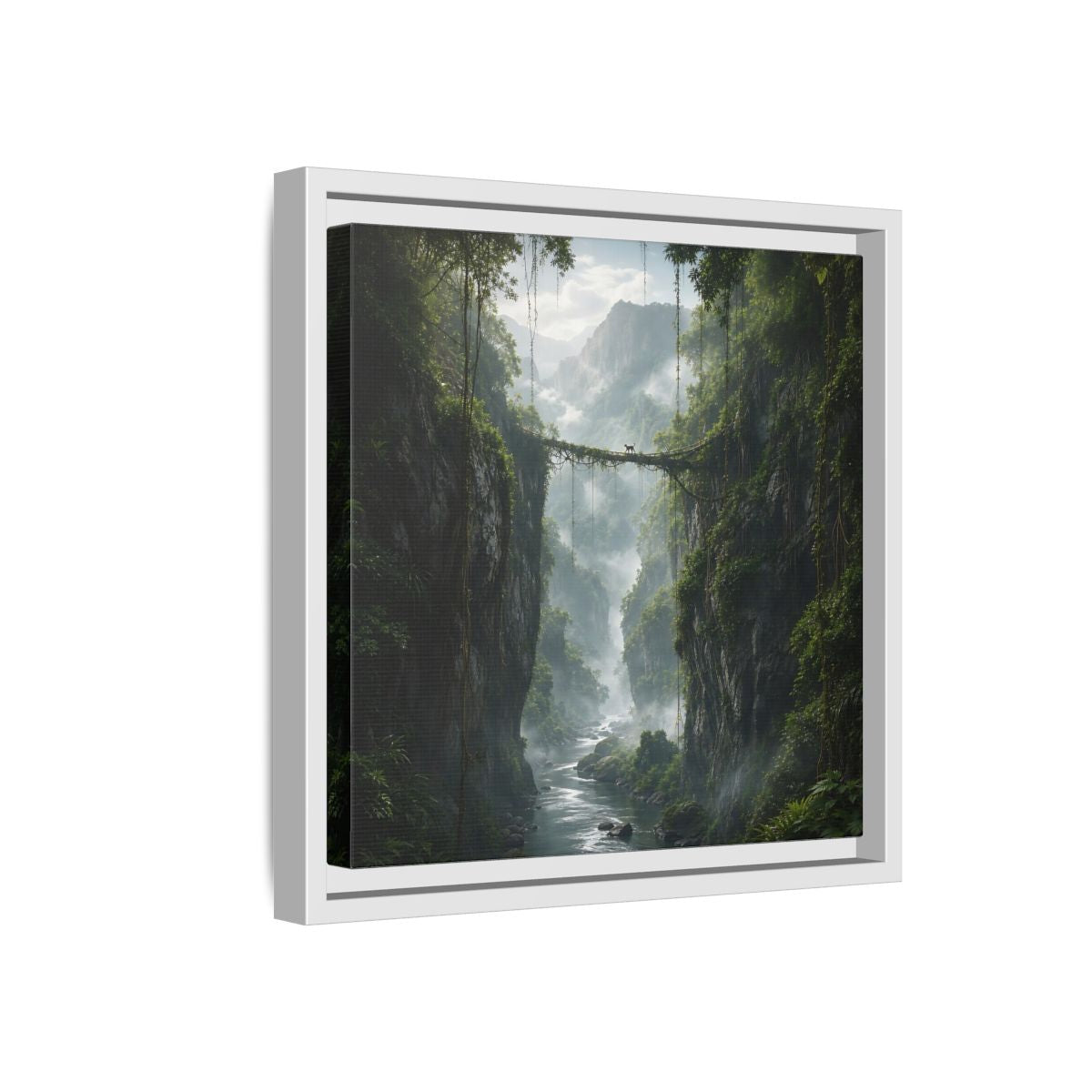 Side Mockup 16. Nature Jungle Gorge Green Jungle Canyon shown as stretched canvas wall art