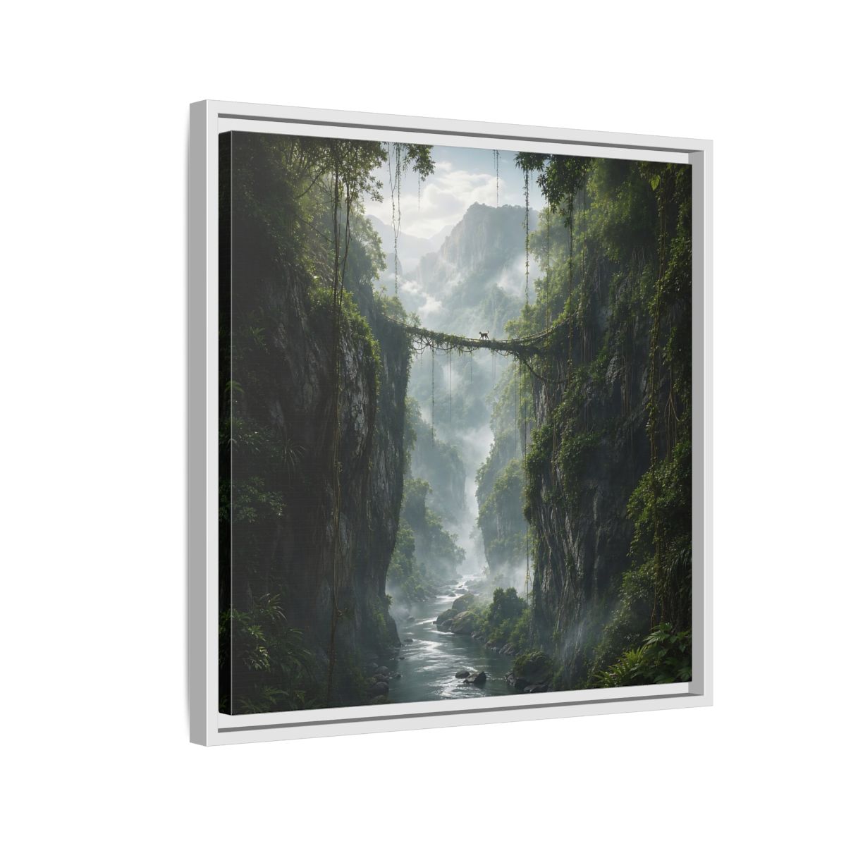Side Mockup 10. Nature Jungle Gorge Green Jungle Canyon shown as stretched canvas wall art
