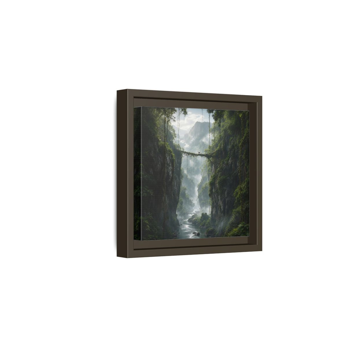 Side Mockup 2. Nature Jungle Gorge Green Jungle Canyon shown as stretched canvas wall art