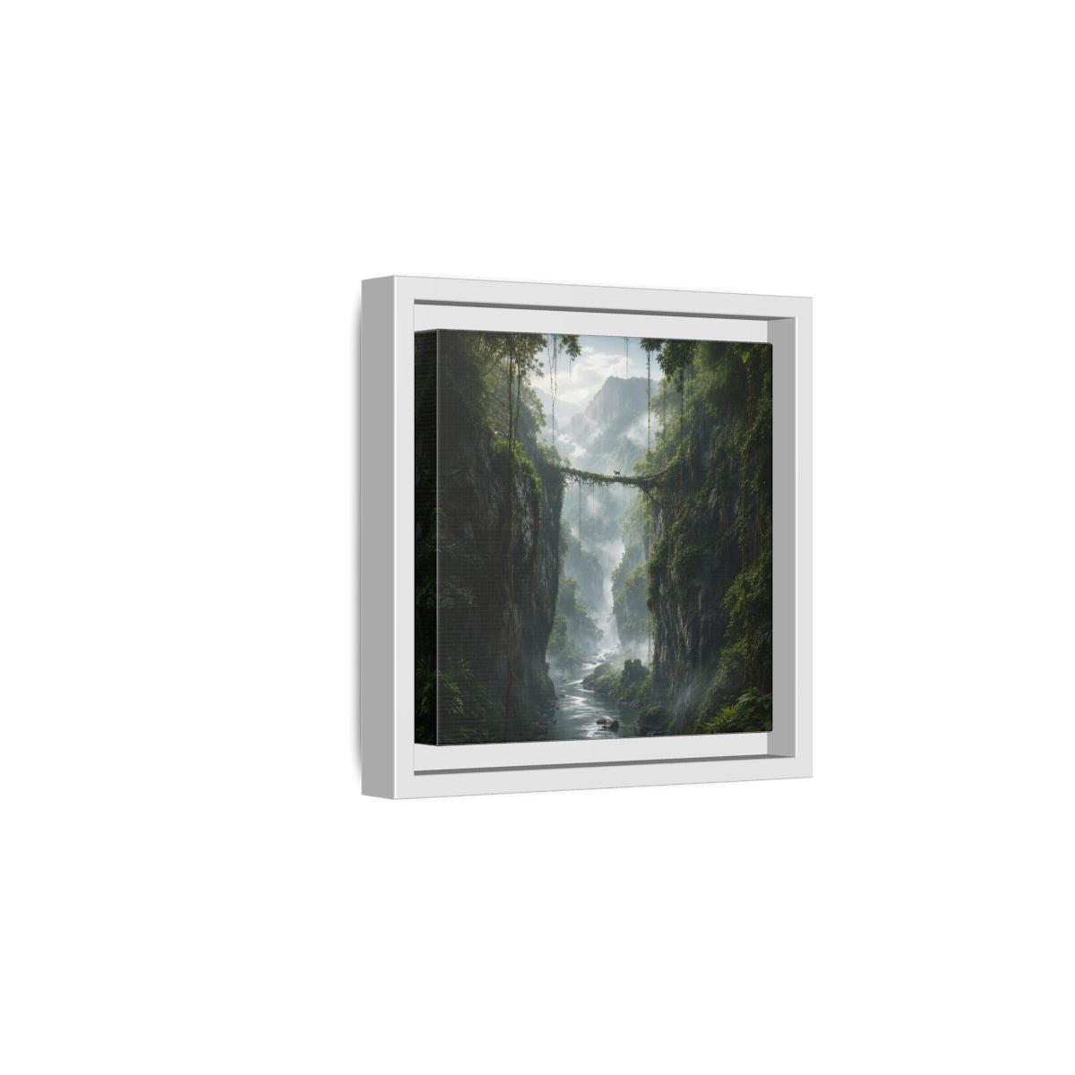 Side Mockup 1. Nature Jungle Gorge Green Jungle Canyon shown as stretched canvas wall art