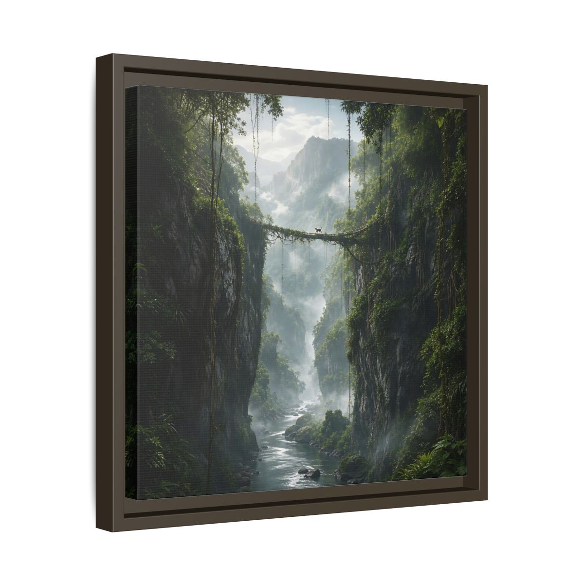 Side Mockup 29. Nature Jungle Gorge Green Jungle Canyon shown as stretched canvas wall art
