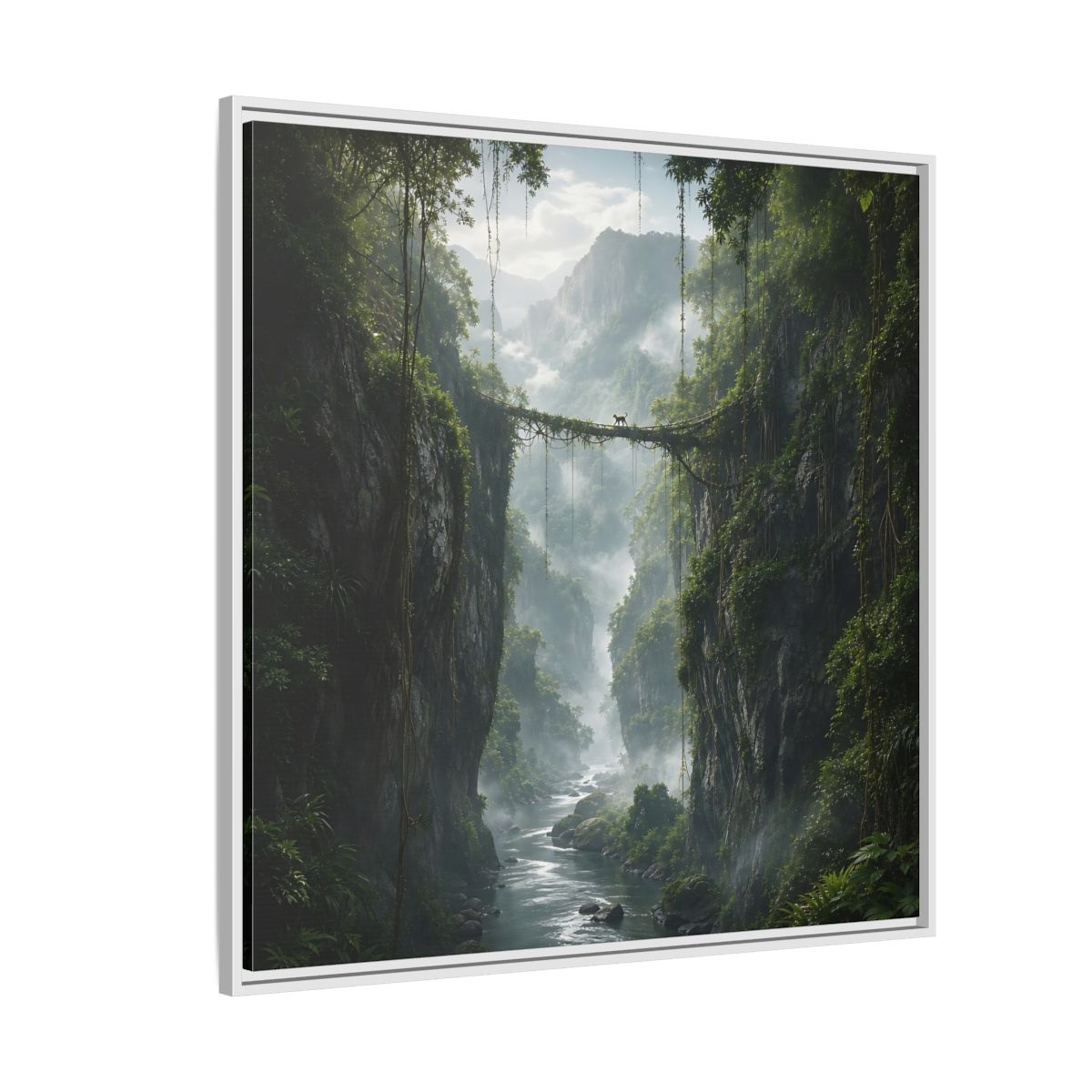 Side Mockup 4. Nature Jungle Gorge Green Jungle Canyon shown as stretched canvas wall art