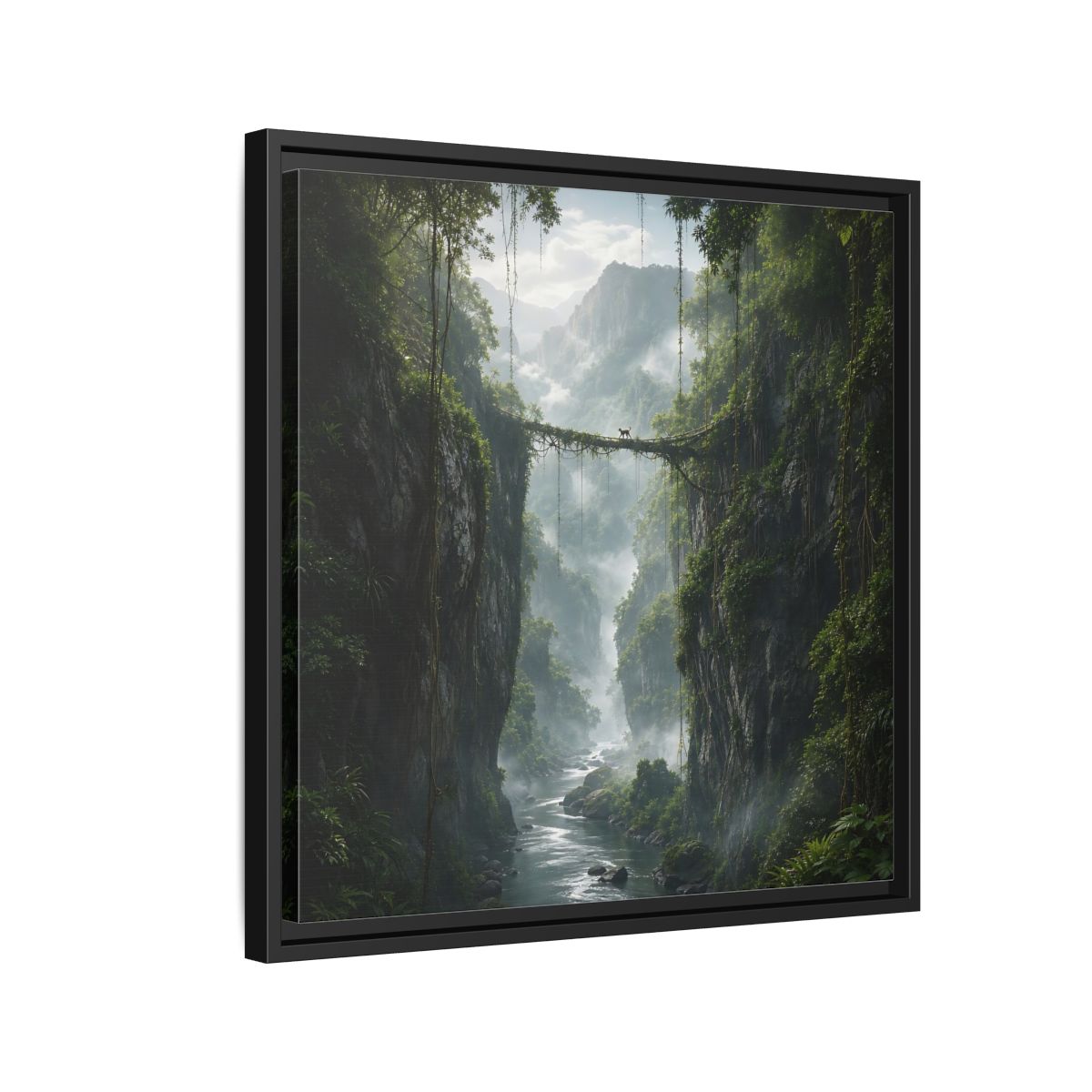 Side Mockup 12. Nature Jungle Gorge Green Jungle Canyon shown as stretched canvas wall art