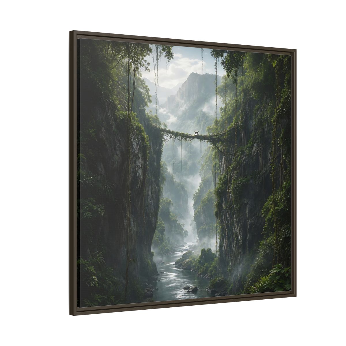 Side Mockup 5. Nature Jungle Gorge Green Jungle Canyon shown as stretched canvas wall art