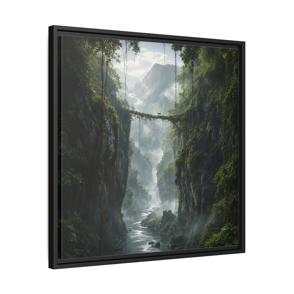 Side Mockup 31. Nature Jungle Gorge Green Jungle Canyon shown as stretched canvas wall art