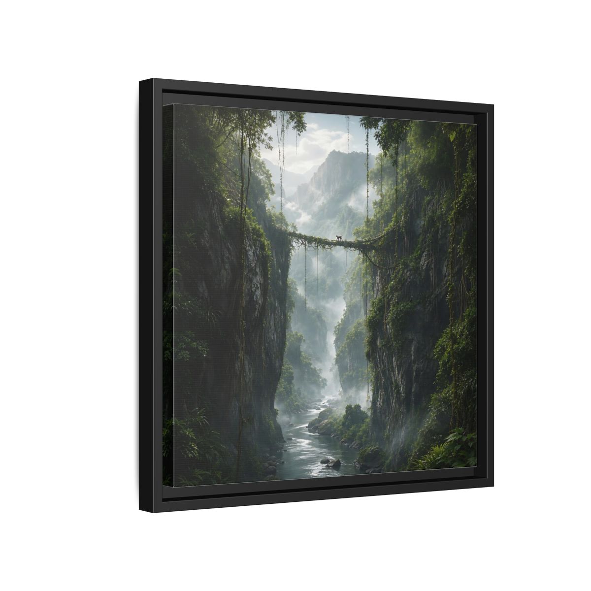 Side Mockup 15. Nature Jungle Gorge Green Jungle Canyon shown as stretched canvas wall art