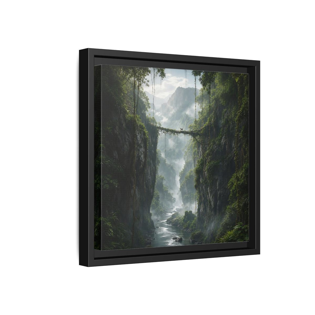 Side Mockup 18. Nature Jungle Gorge Green Jungle Canyon shown as stretched canvas wall art
