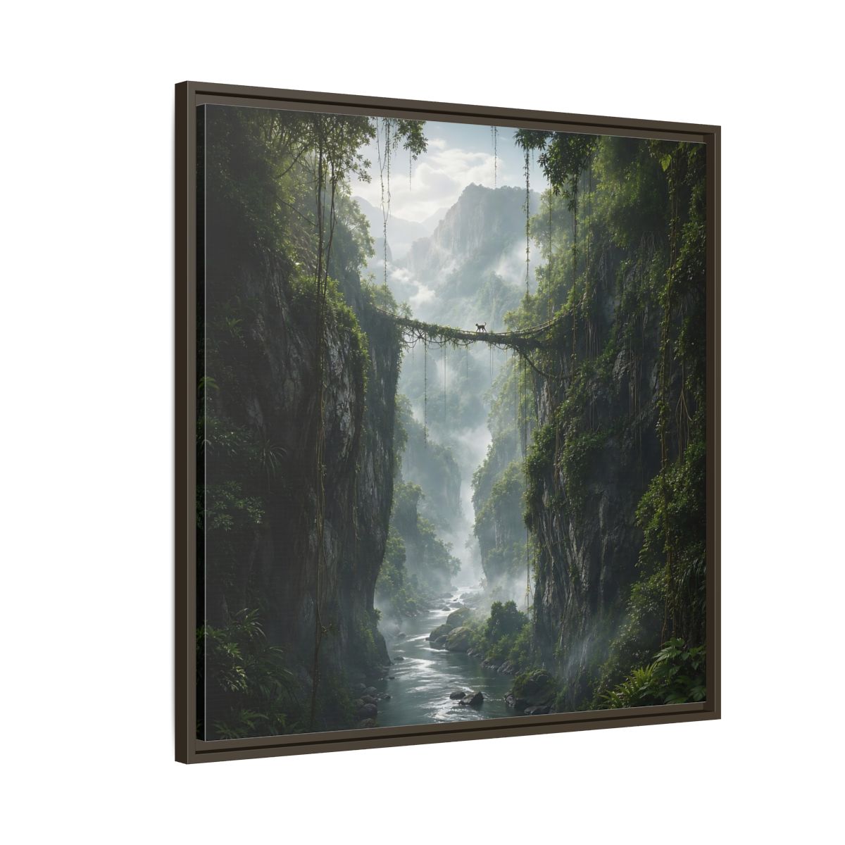 Side Mockup 8. Nature Jungle Gorge Green Jungle Canyon shown as stretched canvas wall art