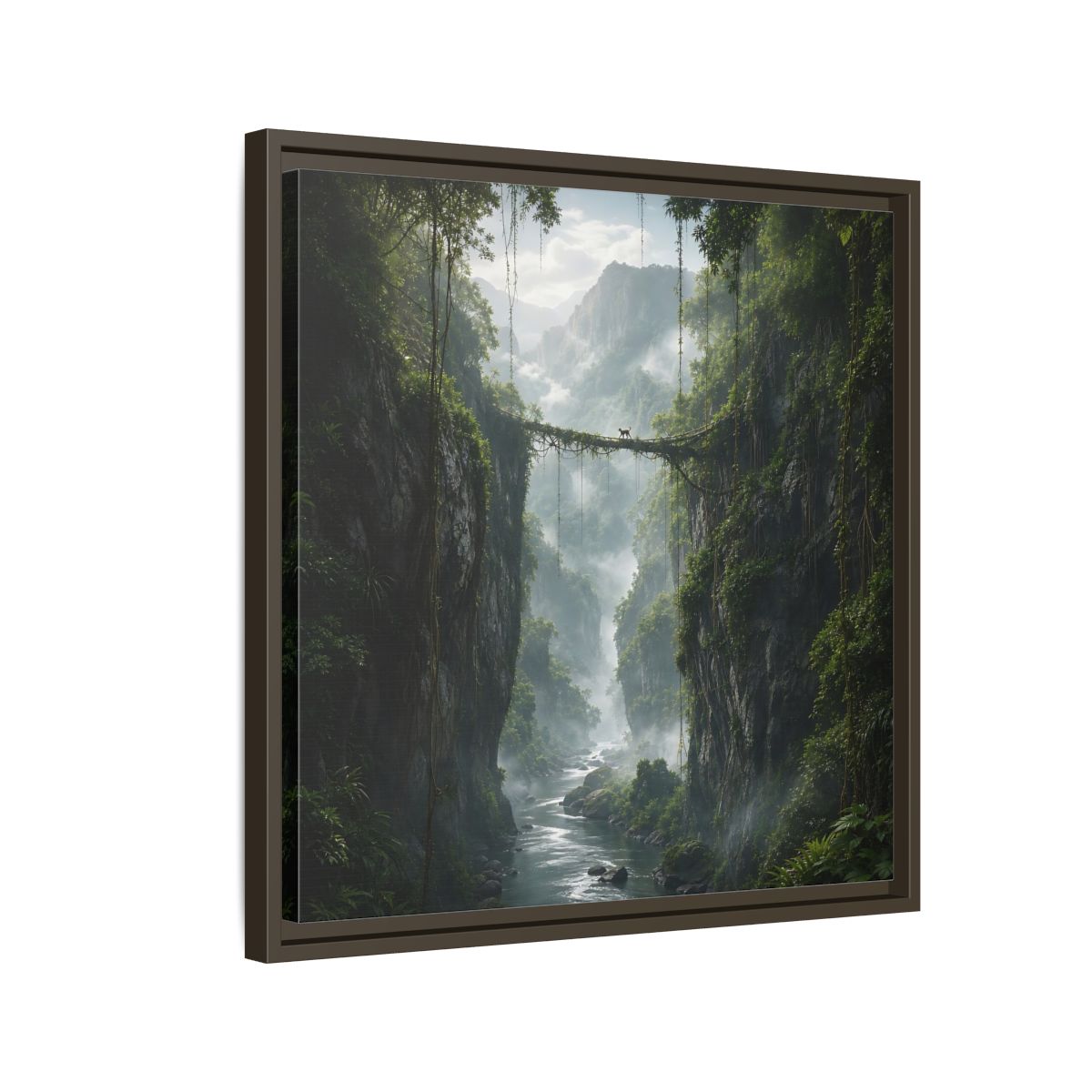 Side Mockup 11. Nature Jungle Gorge Green Jungle Canyon shown as stretched canvas wall art