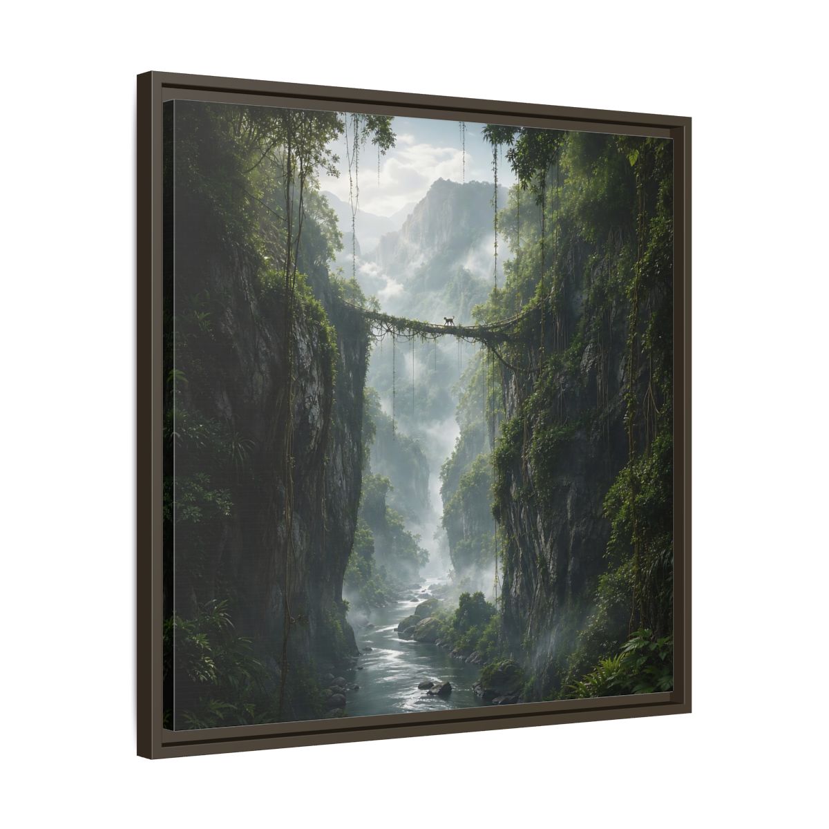 Side Mockup 27. Nature Jungle Gorge Green Jungle Canyon shown as stretched canvas wall art