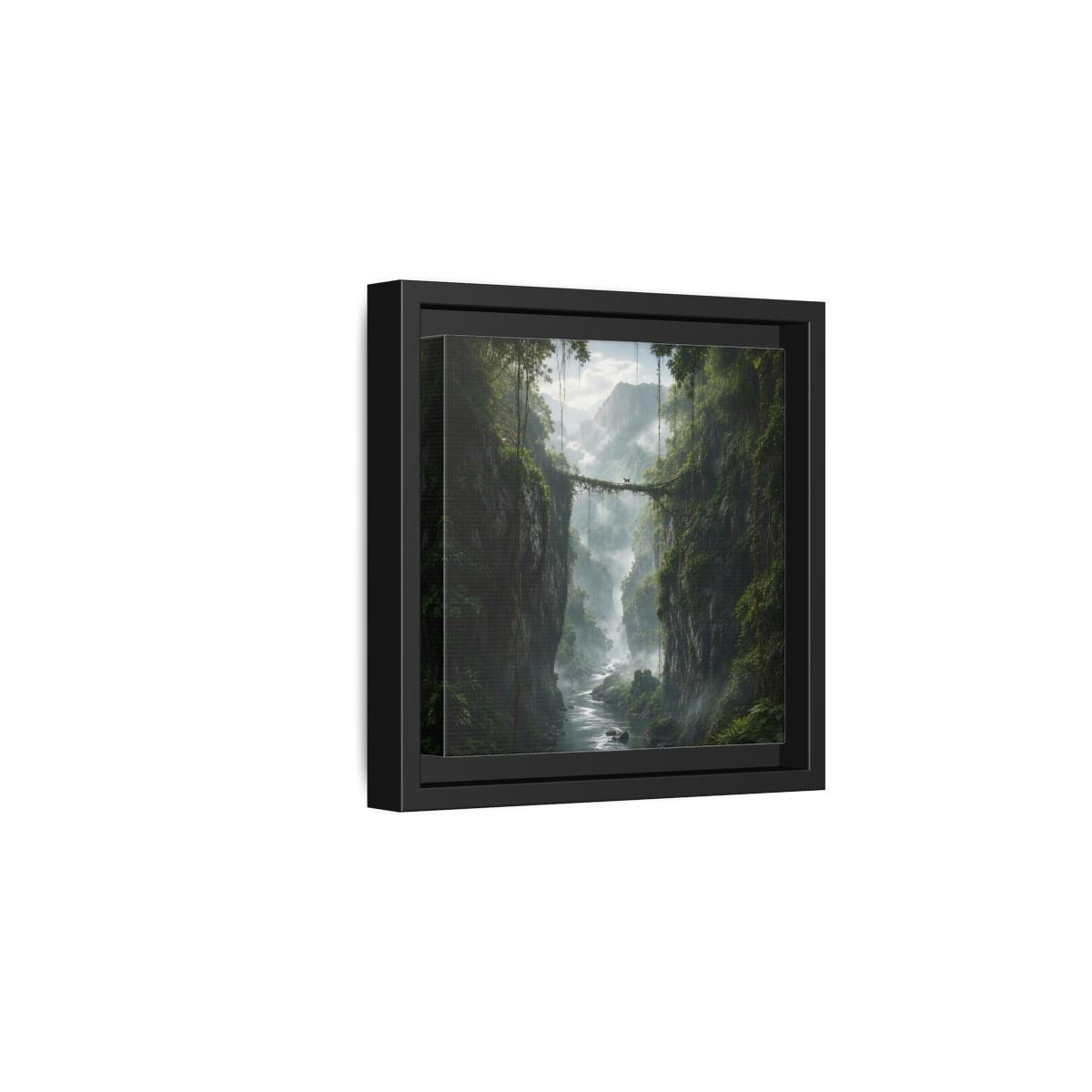 Side Mockup 3. Nature Jungle Gorge Green Jungle Canyon shown as stretched canvas wall art