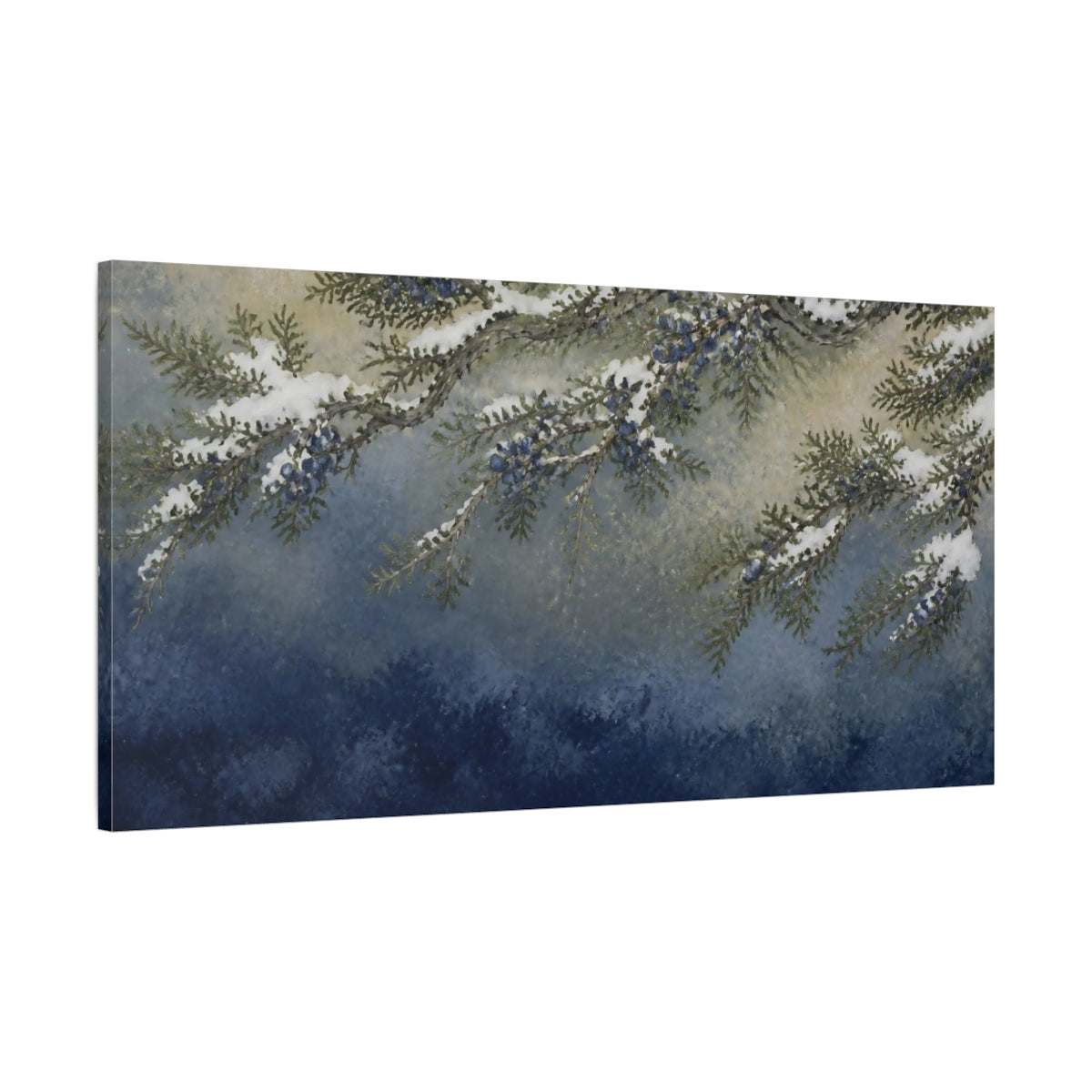 Main Mockup. Nature Juniper Branches shown as canvas print