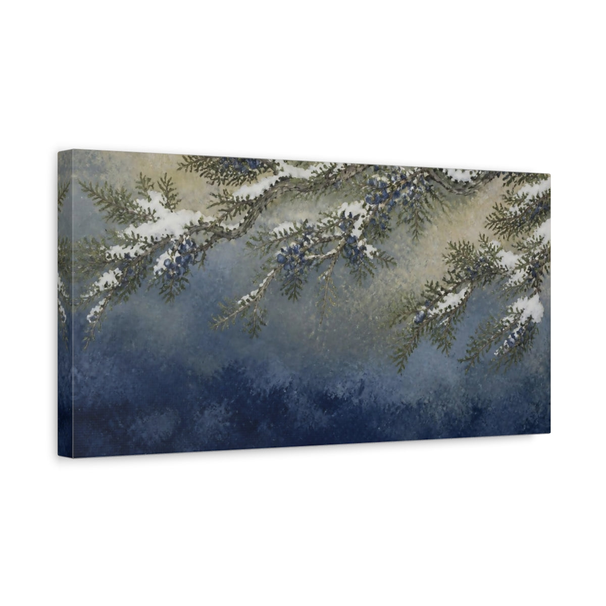 Side Mockup 3. Nature Juniper Branches shown as canvas print