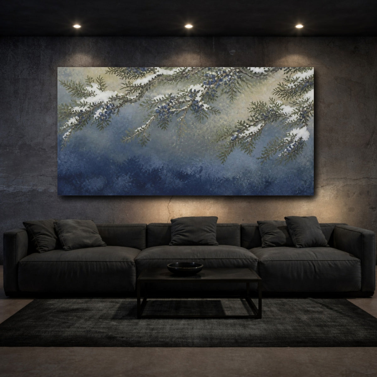 Mockup 3. Nature Juniper Branches shown as canvas print