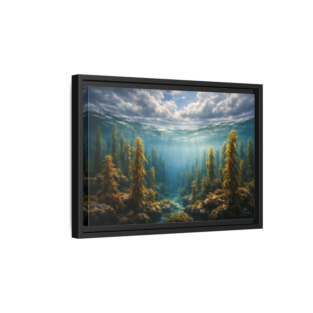 Side Mockup 6. Nature Kelp Forest Underwater Kelp Blue shown as stretched canvas wall art
