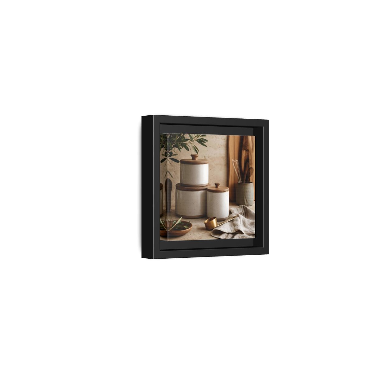 Side Mockup 24. Nature Kitchen Still Life Earthy Kitchen Decor shown as stretched canvas wall art