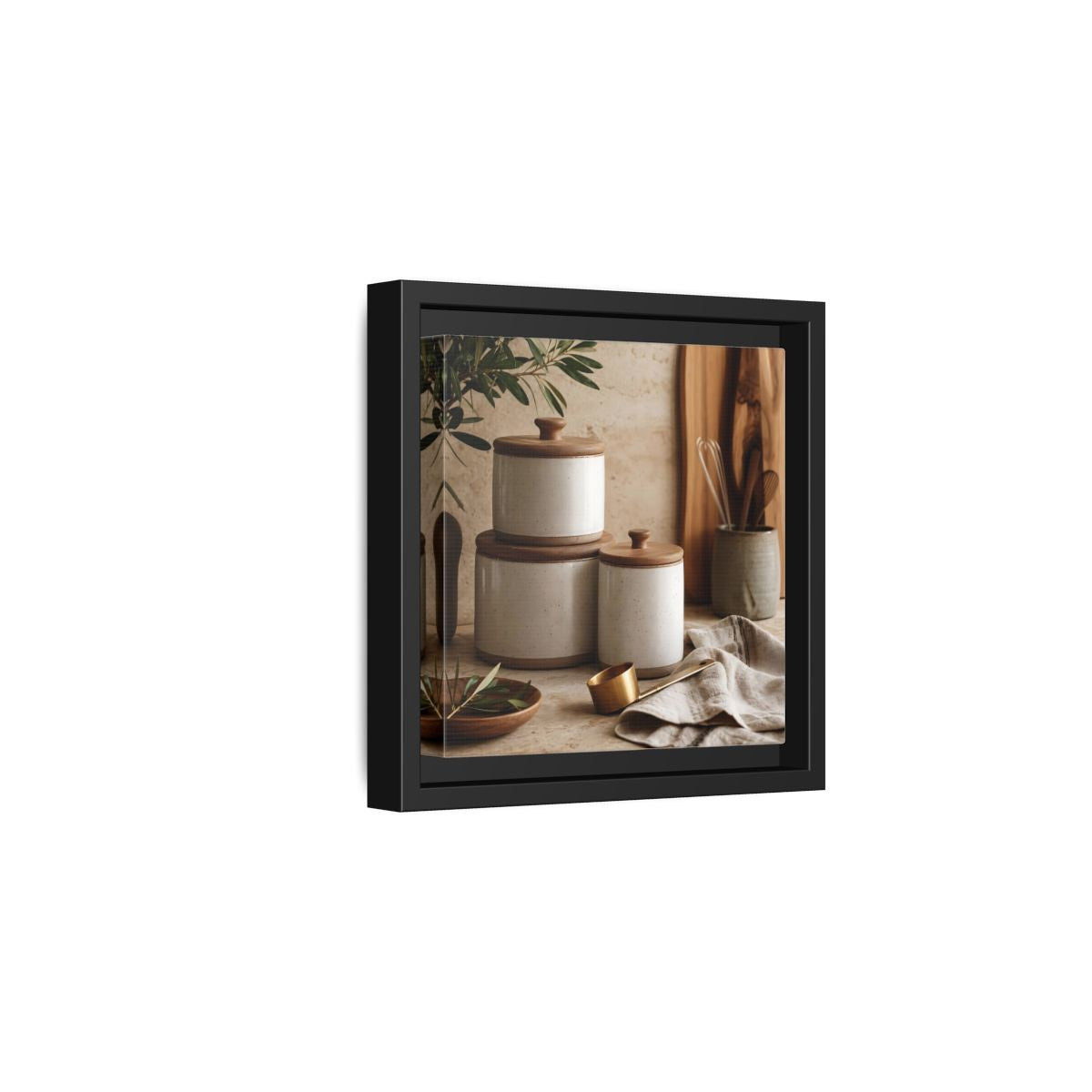 Side Mockup 3. Nature Kitchen Still Life Earthy Kitchen Decor shown as stretched canvas wall art