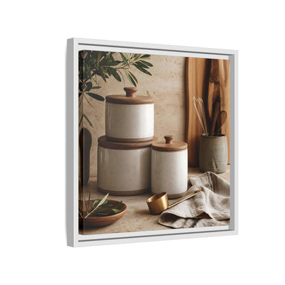 Side Mockup 13. Nature Kitchen Still Life Earthy Kitchen Decor shown as stretched canvas wall art
