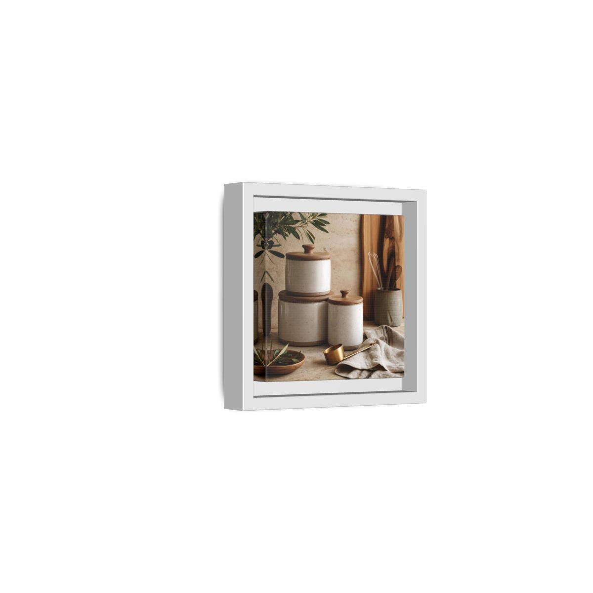 Side Mockup 22. Nature Kitchen Still Life Earthy Kitchen Decor shown as stretched canvas wall art