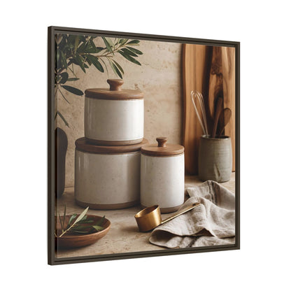 Main Mockup. Nature Kitchen Still Life Earthy Kitchen Decor shown as stretched canvas wall art