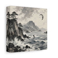 Side Mockup 2. Nature Kitesurfer Grey And Black shown as stretched canvas wall art